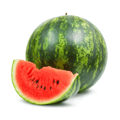 a watermelon and a slice of watermelon
