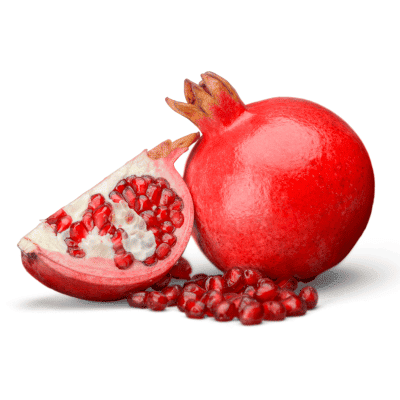 a pomegranate and a cut open fruit